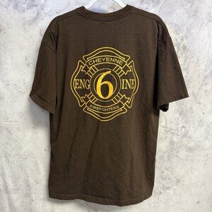 Cheyenne Fire Department T Shirt Mens XL Brown Short Sleeve USA